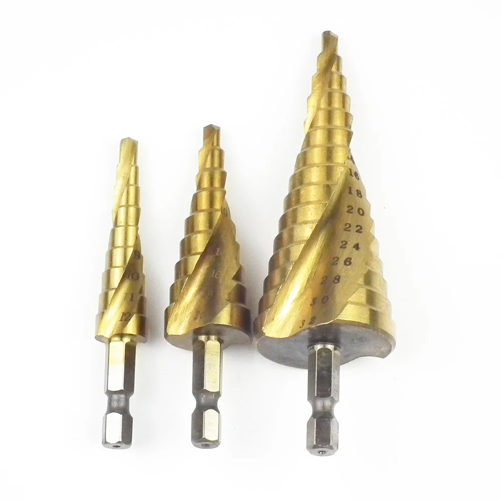 3pcs hex shank countersink step drill bit wood drilling hss drill set stepped drill woodworking tools portabrocas hexagonal 3pcs hex shank countersink step drill bit wood drilling hss drill set stepped drill woodworking tools portabrocas hexagonal