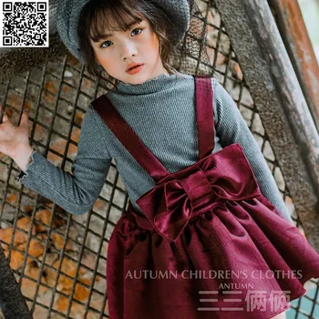 

SexeMara Children skirt children's clothes 2018 autumn models big bow waist strap skirts princess skirt sanding