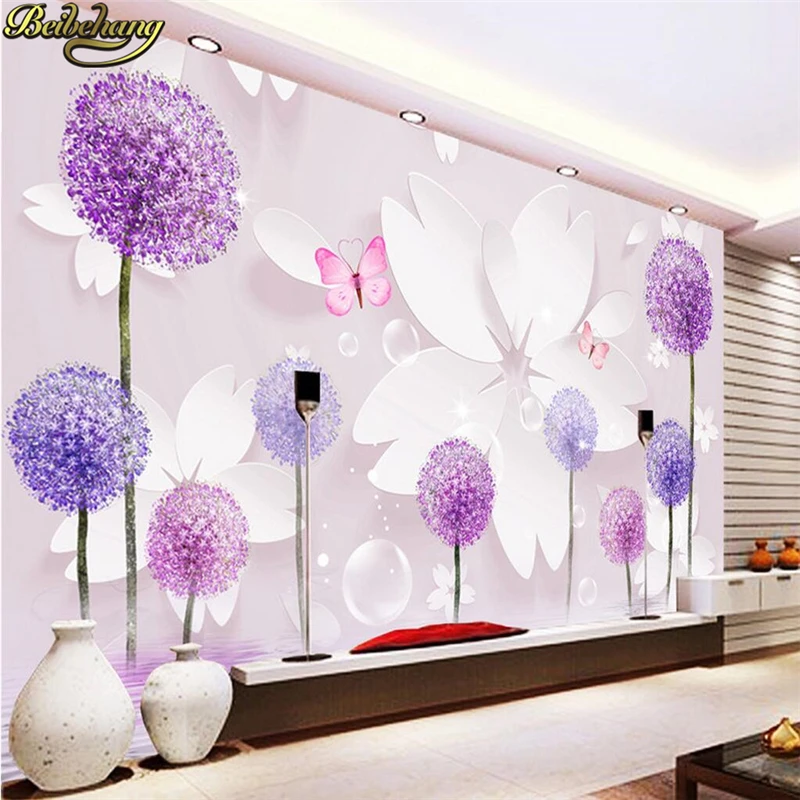 beibehang Papel De Parede 3D Dandelion Landscape Mural wallpaper for walls 3 d Extension Personality 3D wall paper home Decor beibehang customized modern papier peint personality architectural space extension space waterproof silky background wallpaper