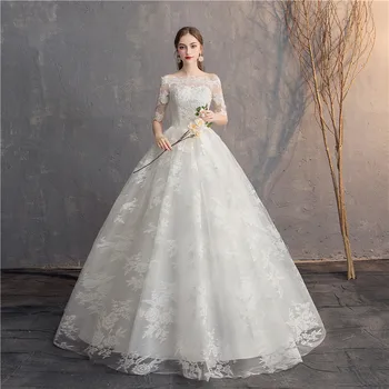 PRECIO BARATO ❤️ EZKUNTZA-Vestido De boda De media manga con encaje, Vestido De baile con hombros descubiertos, princesa Simple, vestidos De boda bordados, Vestido De Novia - discount item 33% OFF Bodas y eventos