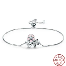 Новые модные Серебро 925 пробы вишня цветок ромашки звено цепи браслет для женщин стерлингового серебра 925 ювелирные изделия подарок 055