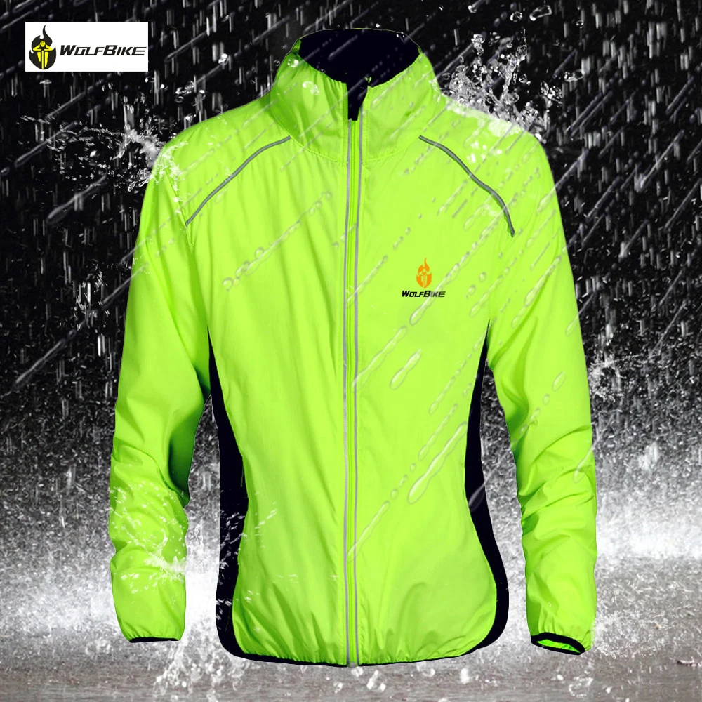 Mens Cycling Jacket Jersey Riding Bicycle Wind Coat Shower Proof High Visibility 