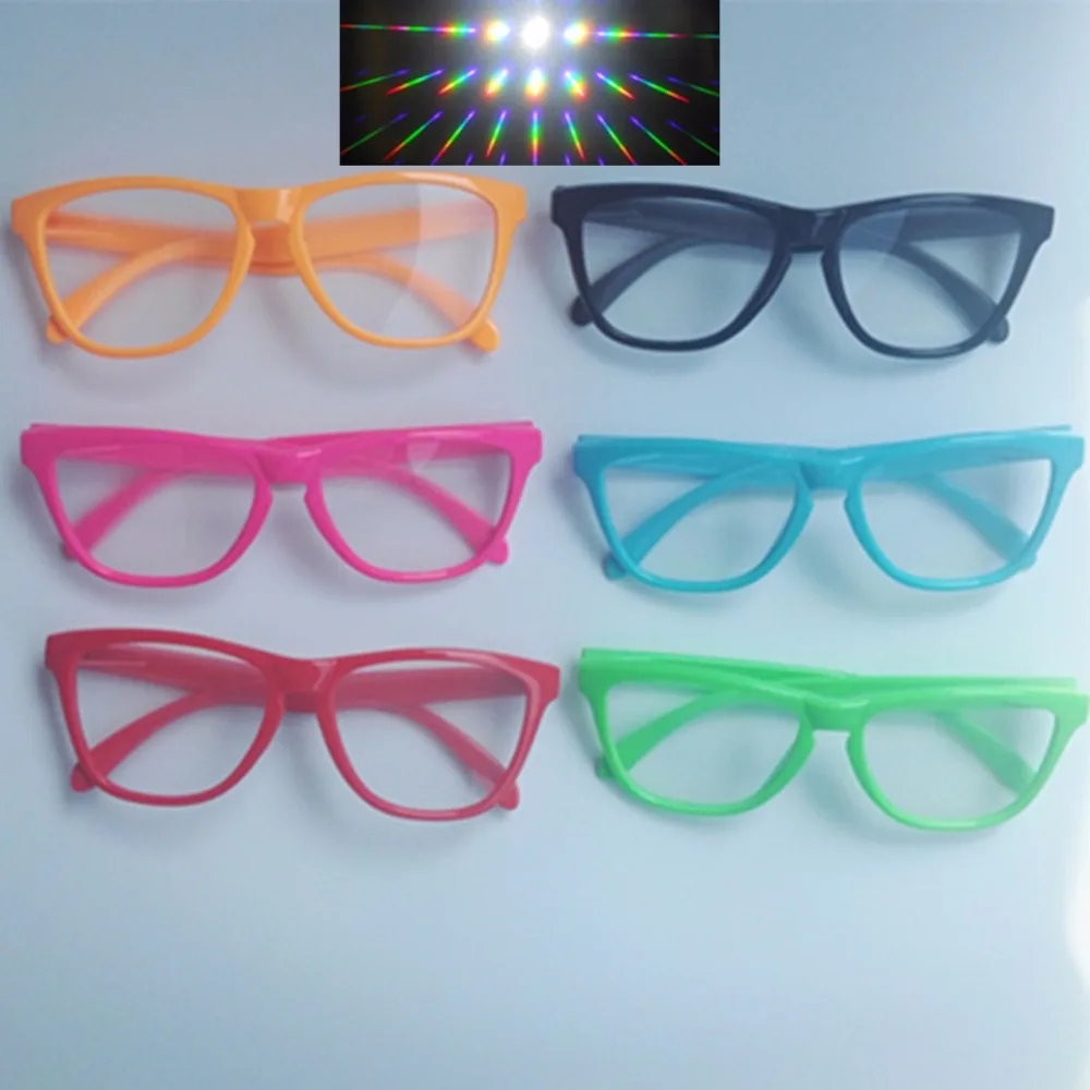 

2pcs Packs Plastic Diffraction Gratings Glasses Rainbow Laser Fireworks 3D Raves Prism Party Glasses - 13500 Lighting Clear Lens