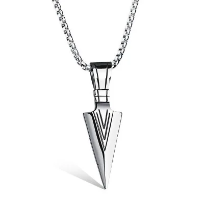 Best Jewelry Vintage Personality Spearhead Pendant Tassel Necklace 925 Steel Pendant Necklace