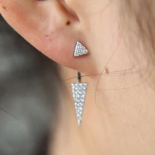 Стерлингового серебра 925 микро проложить cz bling треугольник куртка женские серебряные серьги