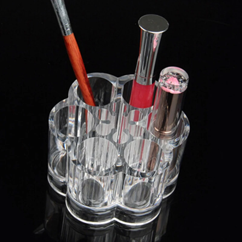 

GUJHUI New Sale Eegant Design practical Acrylic transparent Flower Cosmetic and Makeup Brush Holder with 12 Spaces
