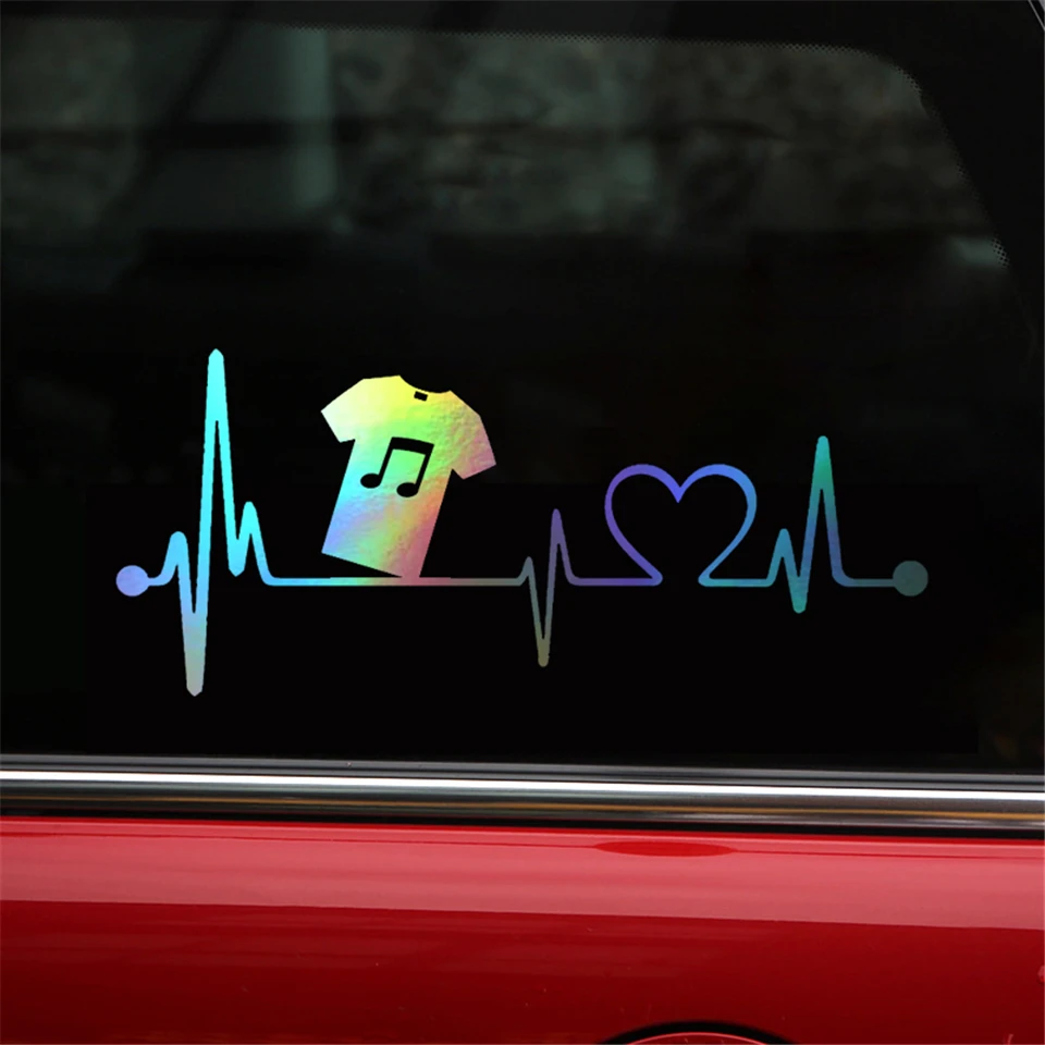 Music T-shirt Lifeline Vinyl Applique Creative Car Sticker Car Model Truck Parts BlackSilver 21.1cmx7 (2)