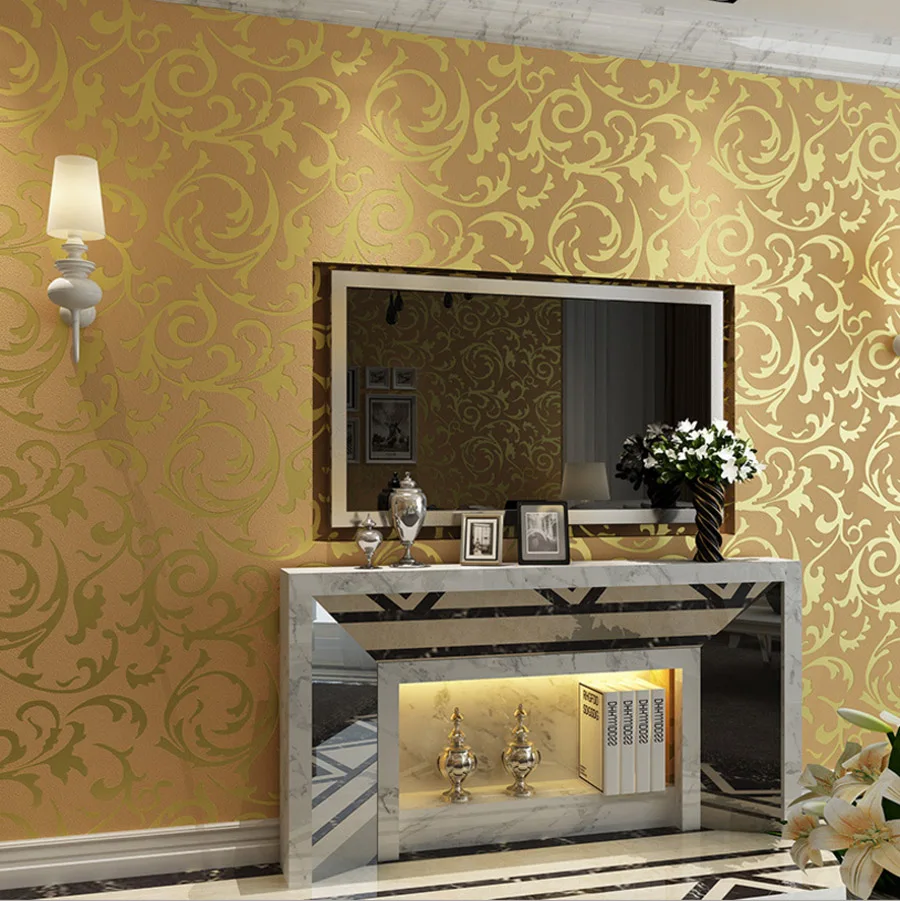Grosshandel Europa Luxus Blatt Tapete 3d Beige Silber Grau Gold Tapeten Klassische Blatter Wohnzimmer Papel De Parede Wz037 Papel De Parede De Paredewallpaper Classic Aliexpress