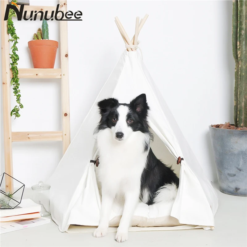 Nunubee White Tent Dog Bed Pet Cat House Outdoor Indoor Portable Removable Tents for Small Large Dogs Puppy Kennel Pet Supplies