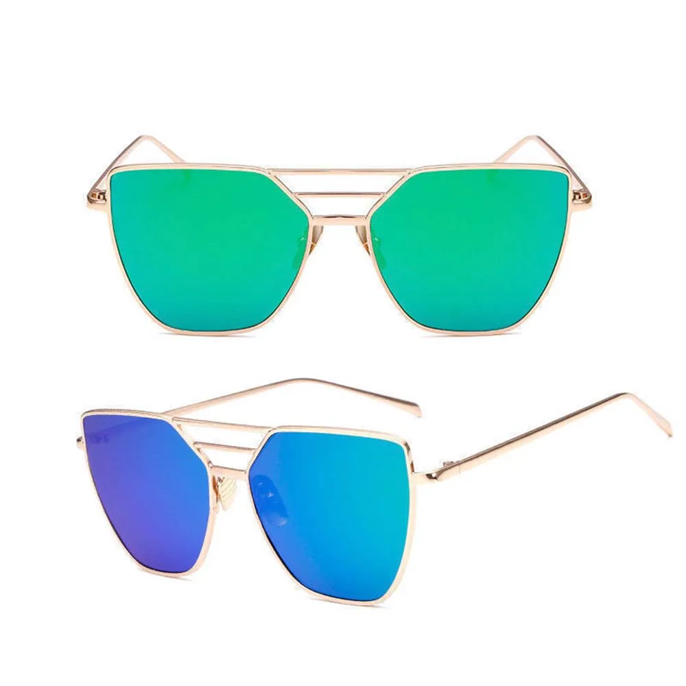 SEKINEW Роскошные винтажные Круглые Солнцезащитные очки женские брендовые дизайнерские кошачий глаз очки для женщин женские солнцезащитные очки зеркальные очки - Название цвета: Зеленый