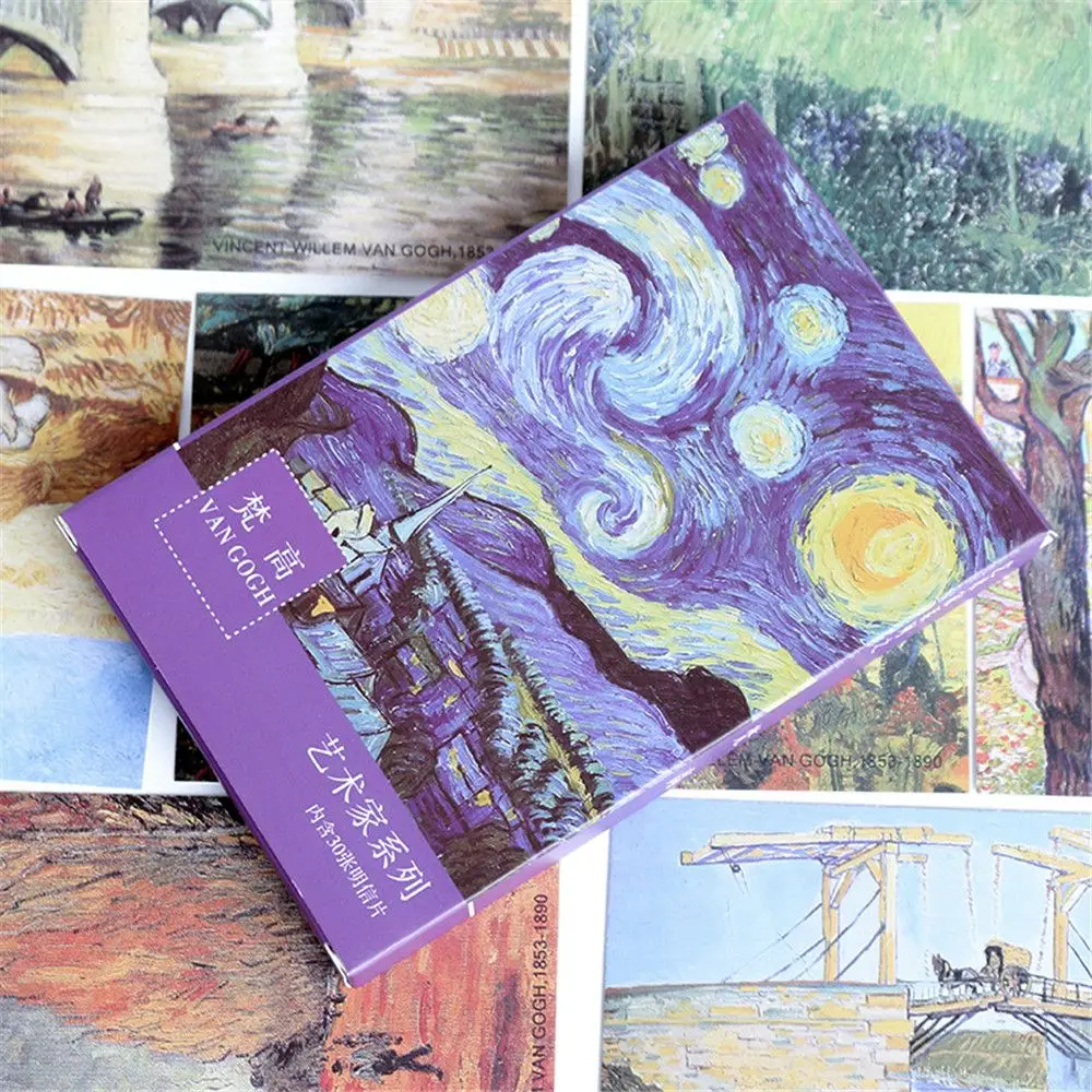30pcs Cute Oil Painting Greeting Cards Mini Postcard Birthday Letter Paper Set Kawaii Stationary Envelope Gift Message Note Card|Бумага для