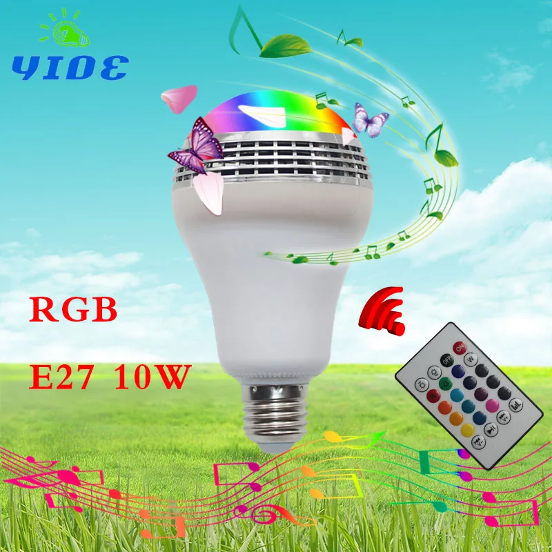 YIOE LED light bulb RGB audio color changeable E27 10W wireless