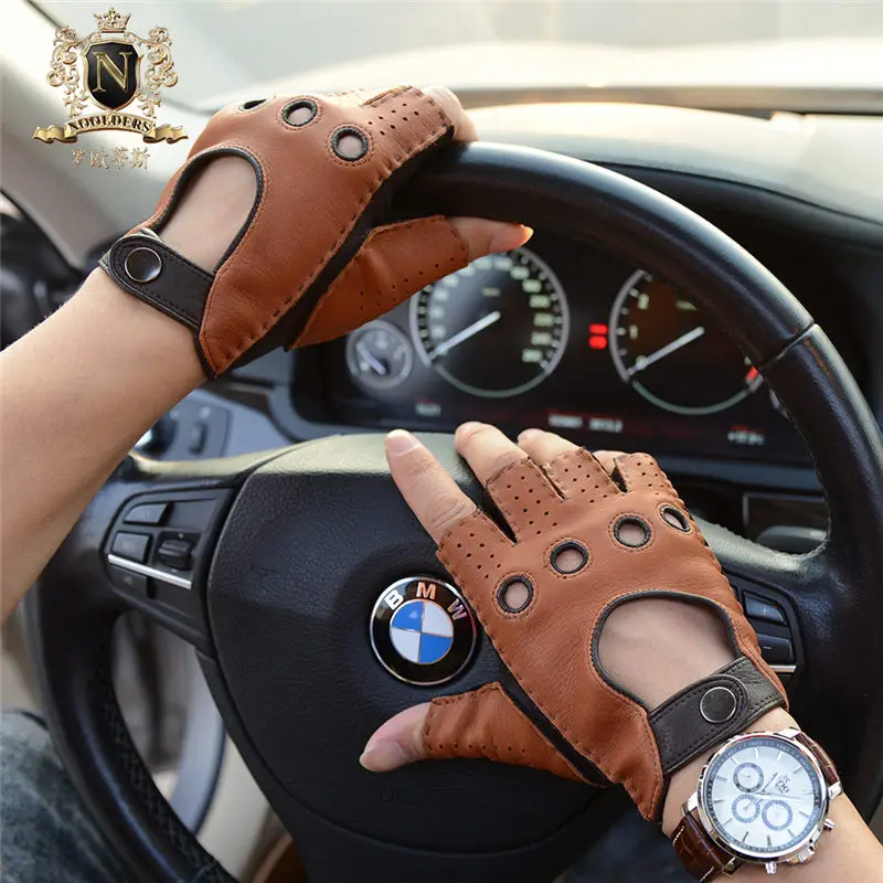 Последние мужские перчатки на пол пальца оленья кожа ретро мотоциклетные кожаные перчатки мужские полупальцы перчатки для вождения M-51 - Цвет: CAMEL