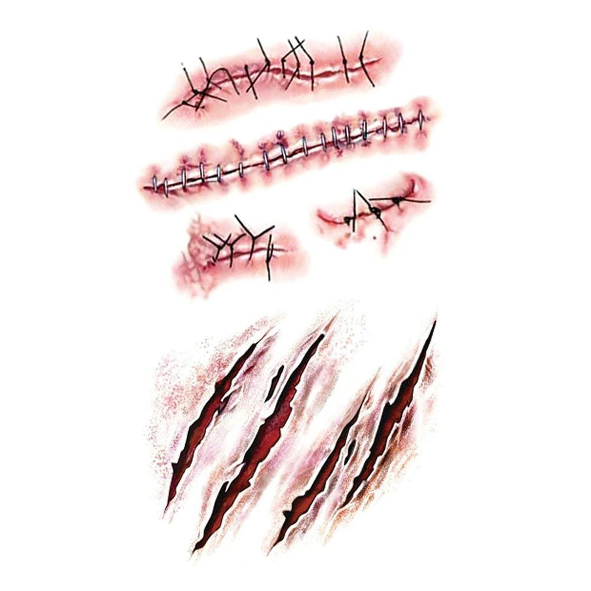 

5pcs Waterproof Tattoo Stickers Halloween Terror Wound Realistic Blood Injury Scar Fake Tattoo Sticker #2