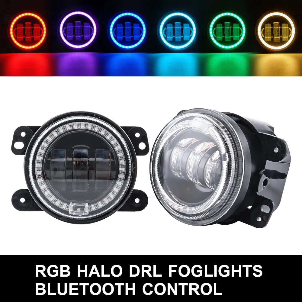 Car Headlamp for Jeep Bluetooth Control Car RGB Led Headlight Fog Light