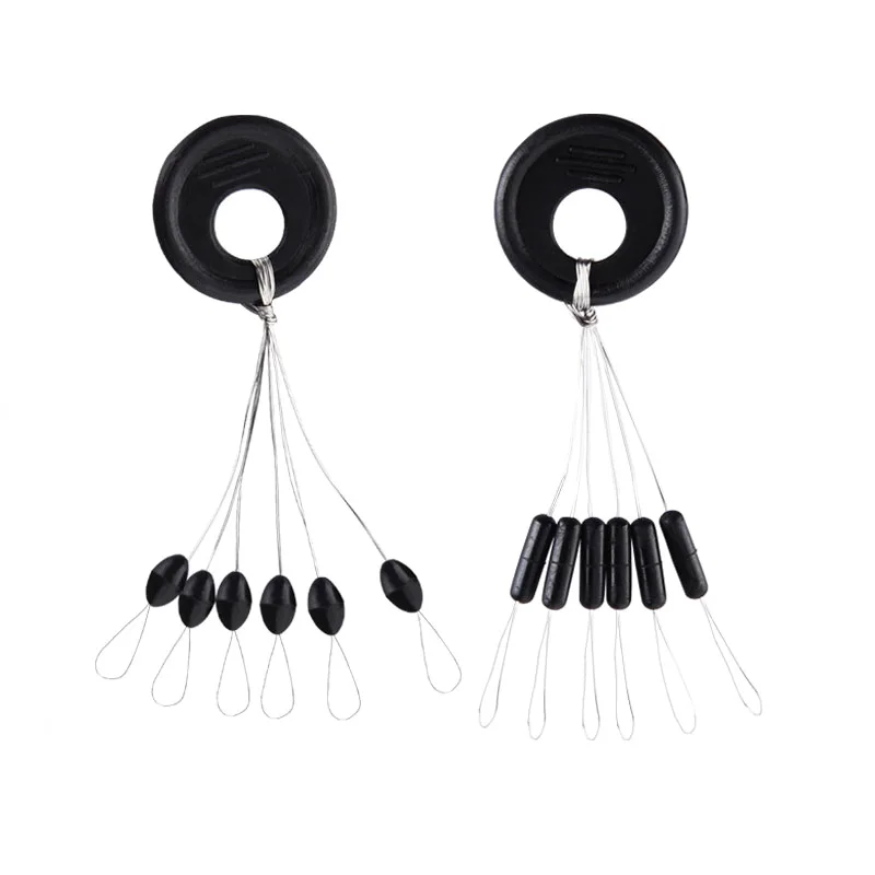 

10 Groups 60PCS Float Black Rubber Stopper Fishing Bobber Stopper Float Oval Bean Space Fishing Line Tackle Accessories