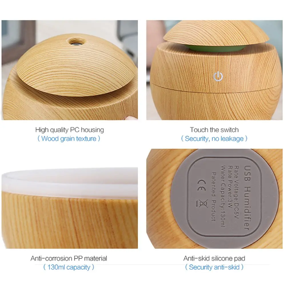  USB Aroma Humidifier ESSential Oil Diffuser Ultrasonic Cool Mist Humidifier Air Purifier 7 Color Ch
