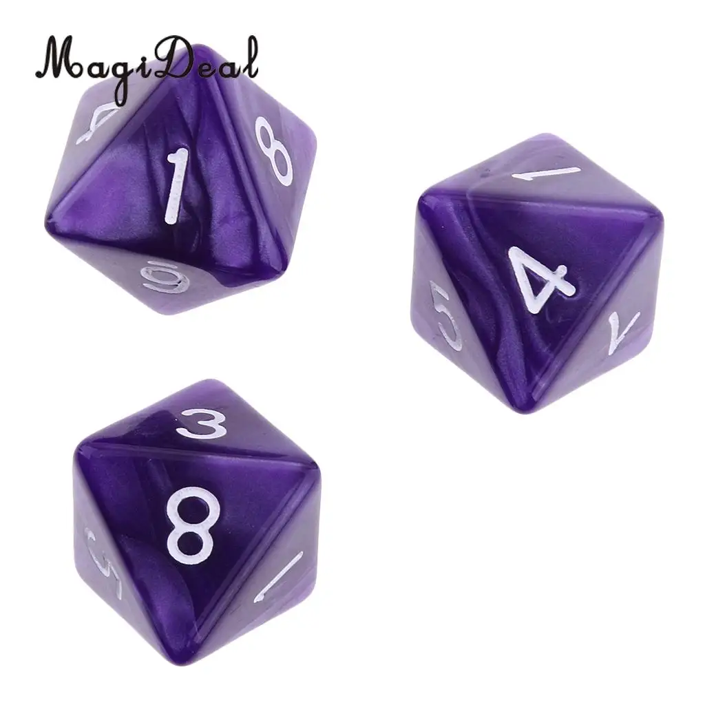MagiDeal 10Pcs/Lot 8 Sided Acrylic Dice D8 Polyhedral Dice for Party Table Games Dungeons Dragons MTG RPG.Education School Apply