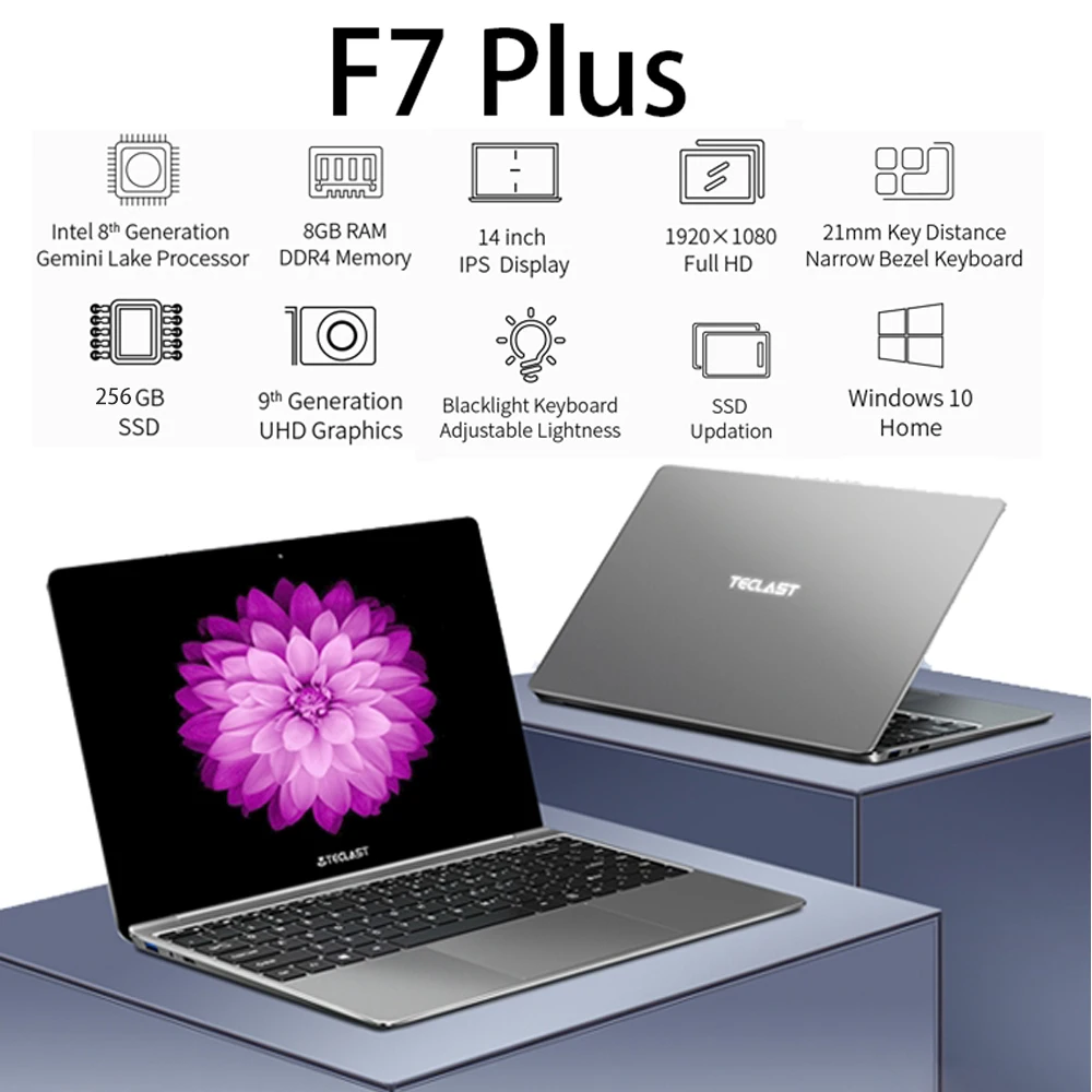 Ноутбук Teclast F7 Plus 14,0 ''Windows 10 Thuis Versie Intel Gemini Lake N4100 четырехъядерный 1,1 ГГц 8 Гб ram 256 ГБ SSD