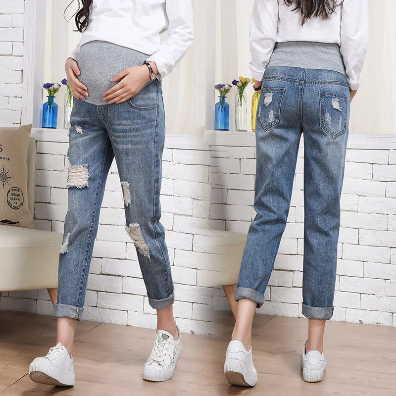 

Maternity Clothes Maternity Trousers Hole Decoration Loose Denim Pants for Pregnant Women Maternity Jeans