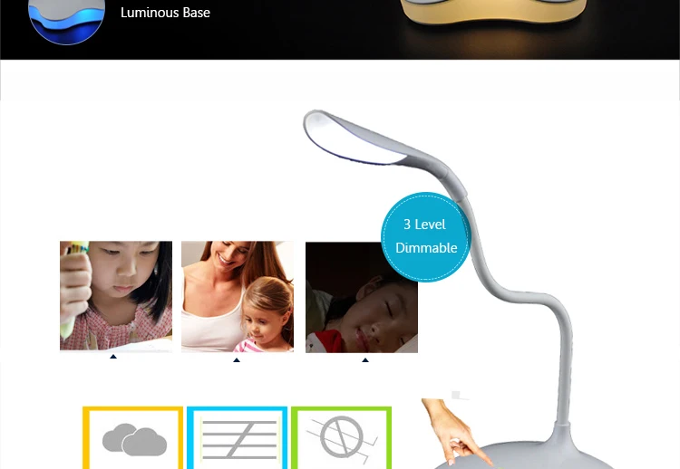 3 Level Dimmable Clover LED Sensor Desk Light Eye-protection Lamp Flexible Night Lighting (6)