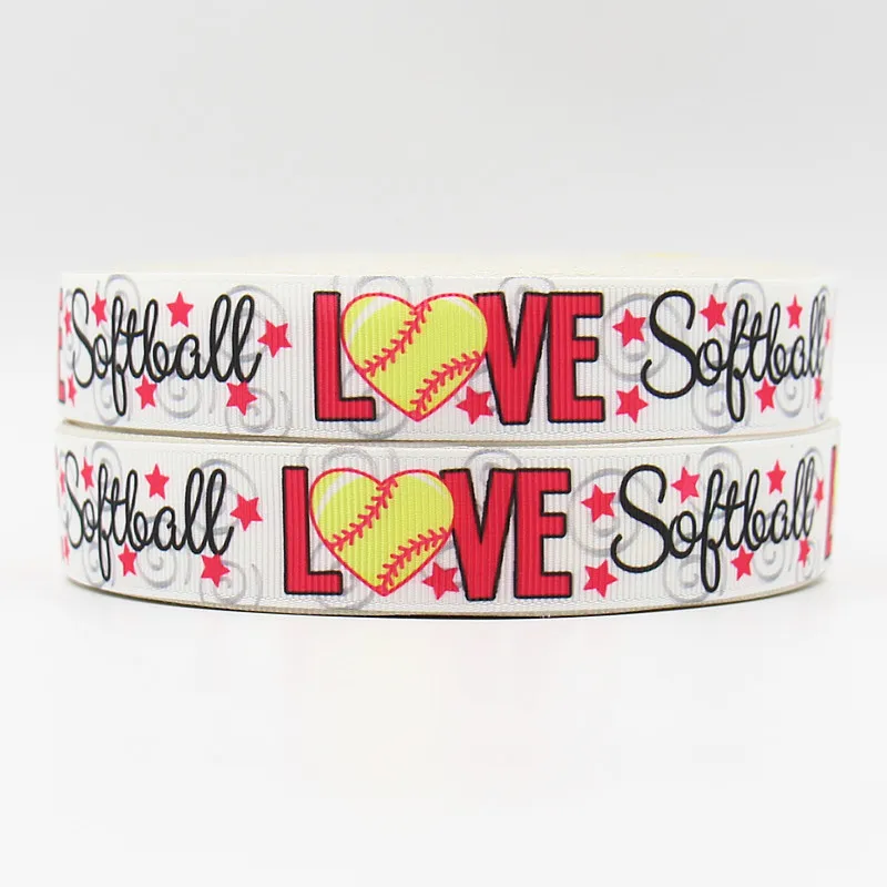 

Q&N ribbon 16mm 22mm 25mm 38mm 50mm 75mm 161112025 I love softball printed grosgrain ribbon webbing 50yards/roll for headband