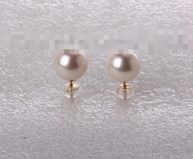 

Hot selling> 1348 perfect round white freshwater pearl earrings -Bride jewelry free shipping