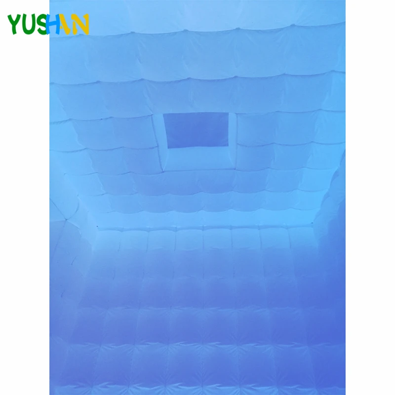 Discount 2.1m cube 2 zip doors photo booth backdrop stand With 50*50cm Small window & LED strips Lights Cabin Tent For Event decoration 3