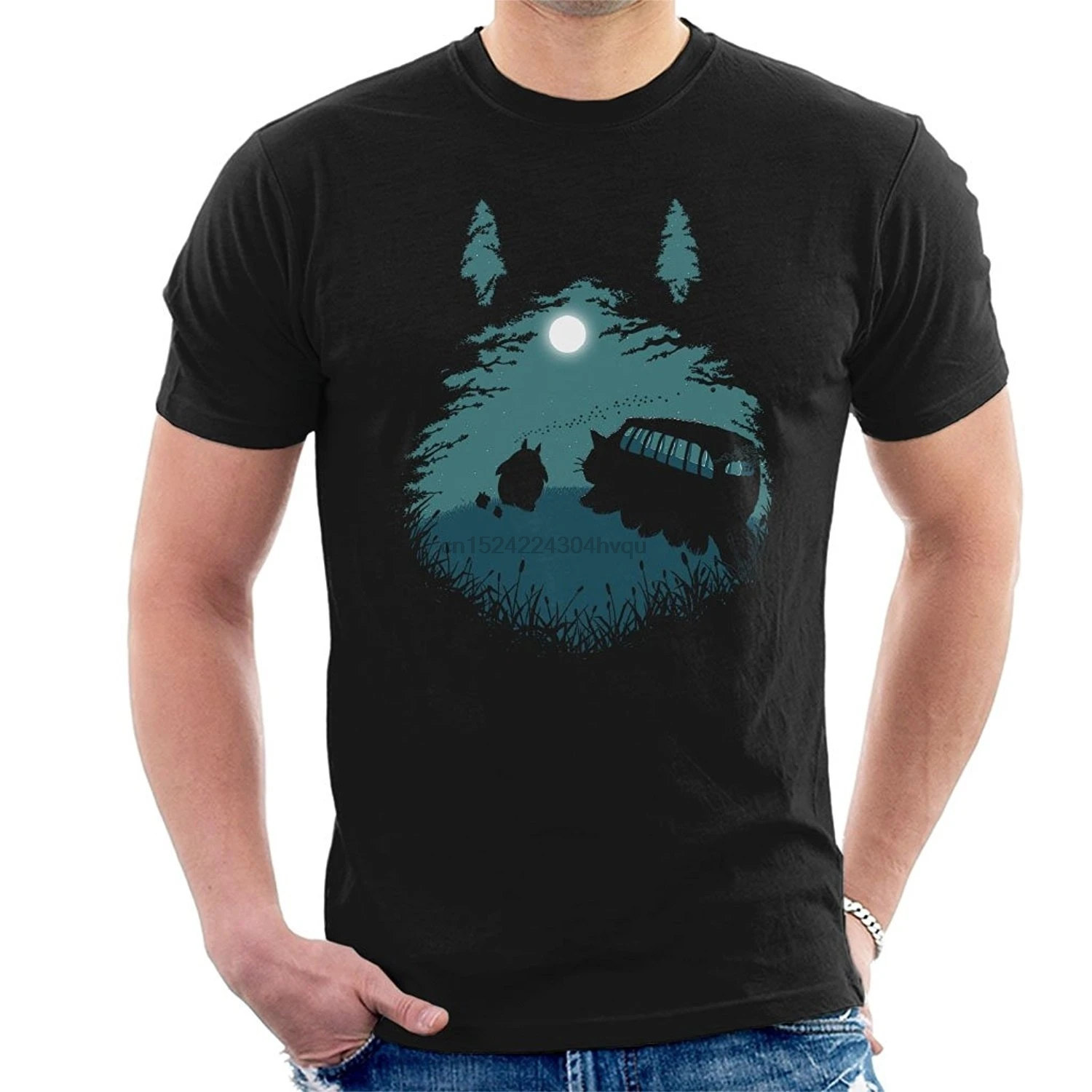 Men's Fashion Summer T-shirts Walking Home Catbus My Neighbor Totoro Funny T-Shirt women tshirt | Мужская одежда