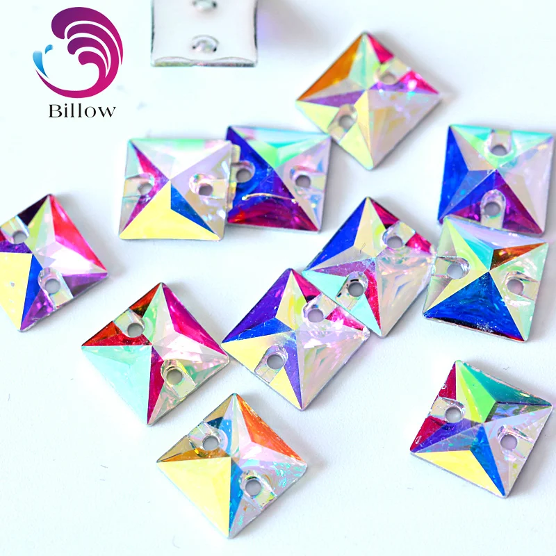 

Square Clear AB Resin Sew On Rhinestones Crystal AB FlatBack Sewing Rhinestones Resin Clear Sew-on Rhinestones For Garment B3139