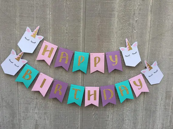 personalized happy birthday unicorn first birthday banners kids