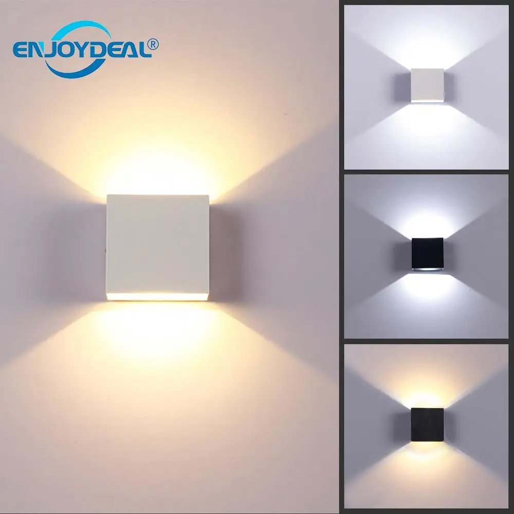 

enjoydeal 1PC 6W Square COB LED Aluminum Wall Lamp Home Bath Front Mirror Bedside Wall Lamp Corridor Light 85-265V Black/White