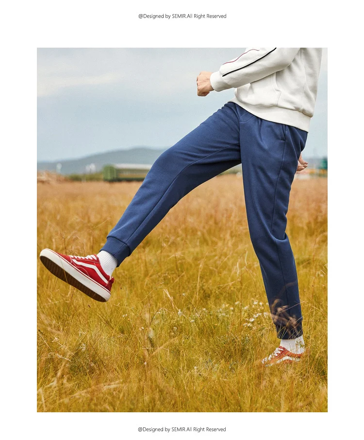 SEMIR мужские брюки с набивным рисунком на флисовой подкладке, мужские спортивные брюки без застежки для бега, наклонный карман, на завязках, пояс с резинкой на талии и кромкой