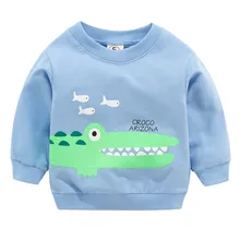 Одежда для новорожденных, свитшоты для мальчиков и девочек, весенне-осенний детский красный топ с длинными рукавами и рисунком крокодила, детская одежда