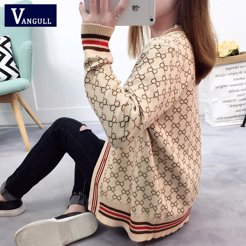 Women Sweater With Buttons Long Sleeve Striped Knitted Cardigan Ladies Spring 2018 New Arrival Oversize Luxury Cotton Sweaters