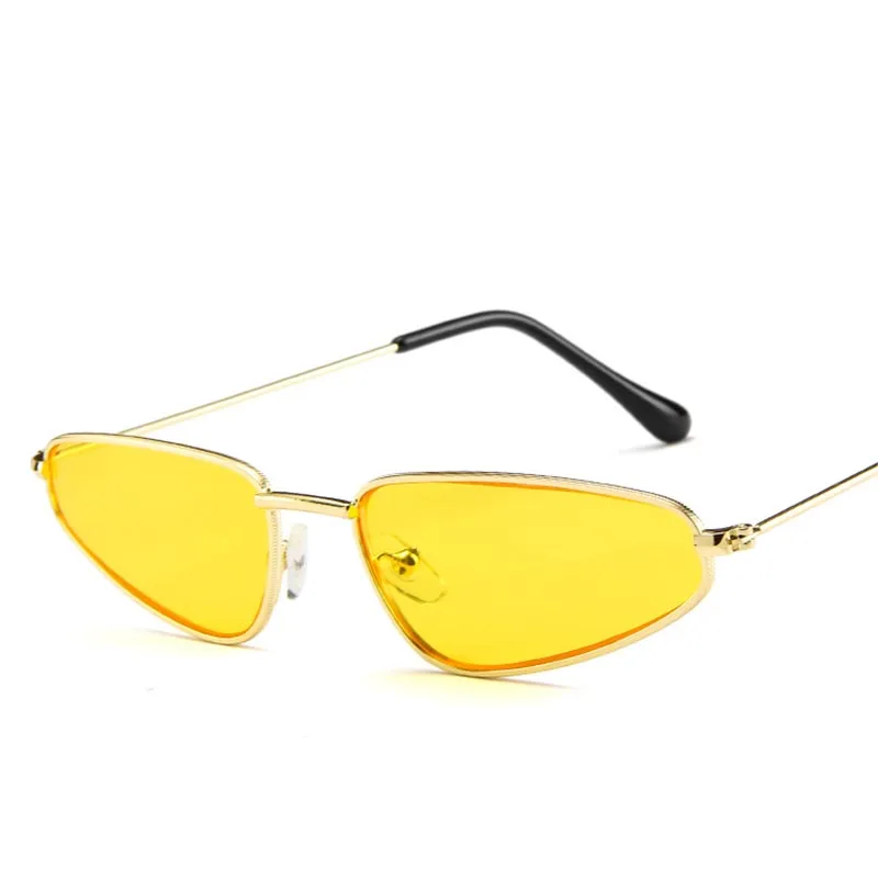 Винтаж солнцезащитные очки «кошачий глаз» Для женщин Брендовая Дизайнерская обувь Малый рамки круглые очки в стиле ретро, черные очки модное Подиум очки - Цвет линз: Цвет: желтый