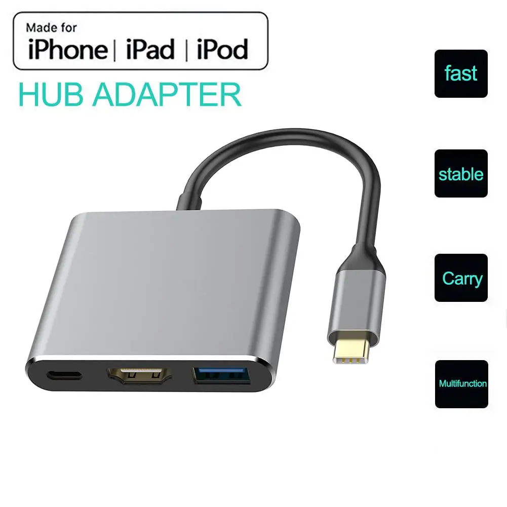 

USB 3.1 Type-C To HDMI USB-C USB 3.0 Multiport Adapter 4K AV Converter USB 3.0 Hub For IOS Most Laptops Mobile Phones