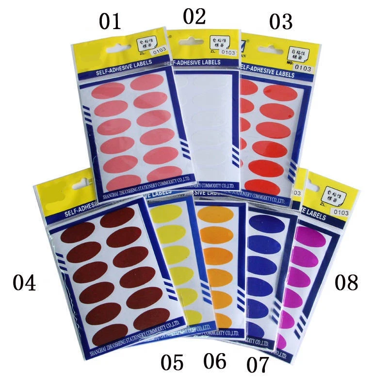 Bulk 12 sheets 144 labels printed white size label stickers,numbertags,Oval Round paper size sticker for Home / office/school