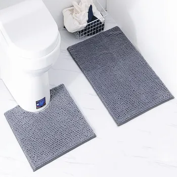 

Bathroom 2Pcs/Set Bathroom Mat Set Embossing Flannel Floor Rugs Cushion Toilet Seat Cover Bath Mat for Home Decoration