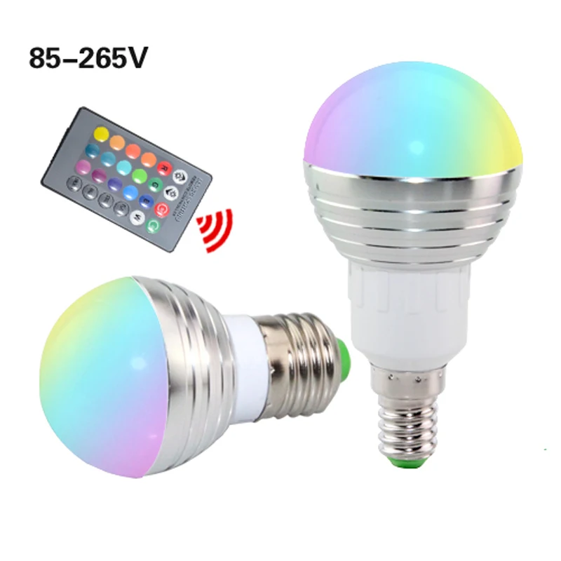 1 шт. AC85V-265V E27 E14 диммер светодиодная лампочка LED RGB лампы свечи 5 Вт RGB магическое освещение для праздника+ IR пульт дистанционного управления 16 цветов