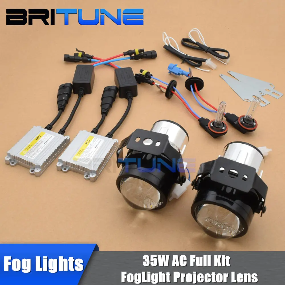 

Universal 2.5 inch HID Bixenon/Single Beam Xenon Fog Lights Projector Lens Bifocal Driving Lamps DIY Waterproof H11 Full Kit