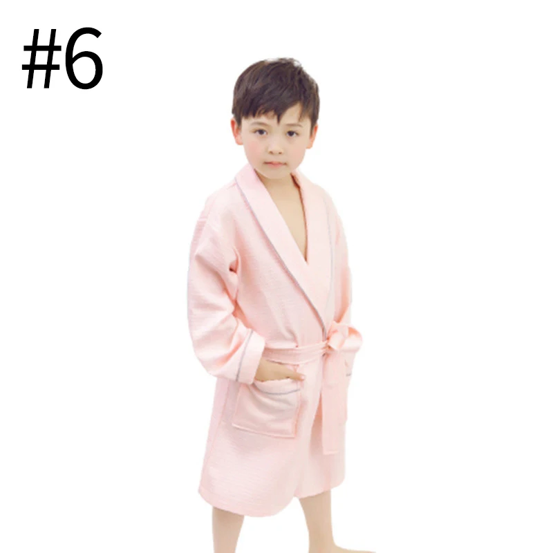 1piece Robes Lace-up Kids Robes Soft Children's Bathrobes Cotton Sleepwears Kids Pajamas Kids Homewear Solid Color Sleepwears - Цвет: style6 XL