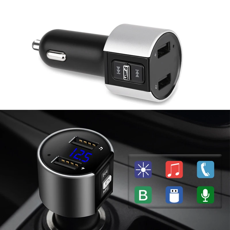 Car Wireless Fm Transmitter Bluetooth Handsfree Car Kit Aux Modulator 3.4A Dual USB Charger Voltmeter SD USB LCD Car Accessories Car Wireless Fm Transmitter Bluetooth Handsfree Car Kit Aux Modulator 3.4A Dual USB Charger Voltmeter SD USB LCD Car Accessories