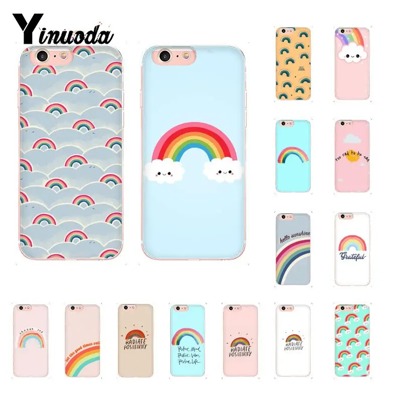 Yinuoda коллекция радуги прозрачный мягкий чехол для телефона iPhone 8 7 6 6S Plus X XS MAX 5 5S SE XR