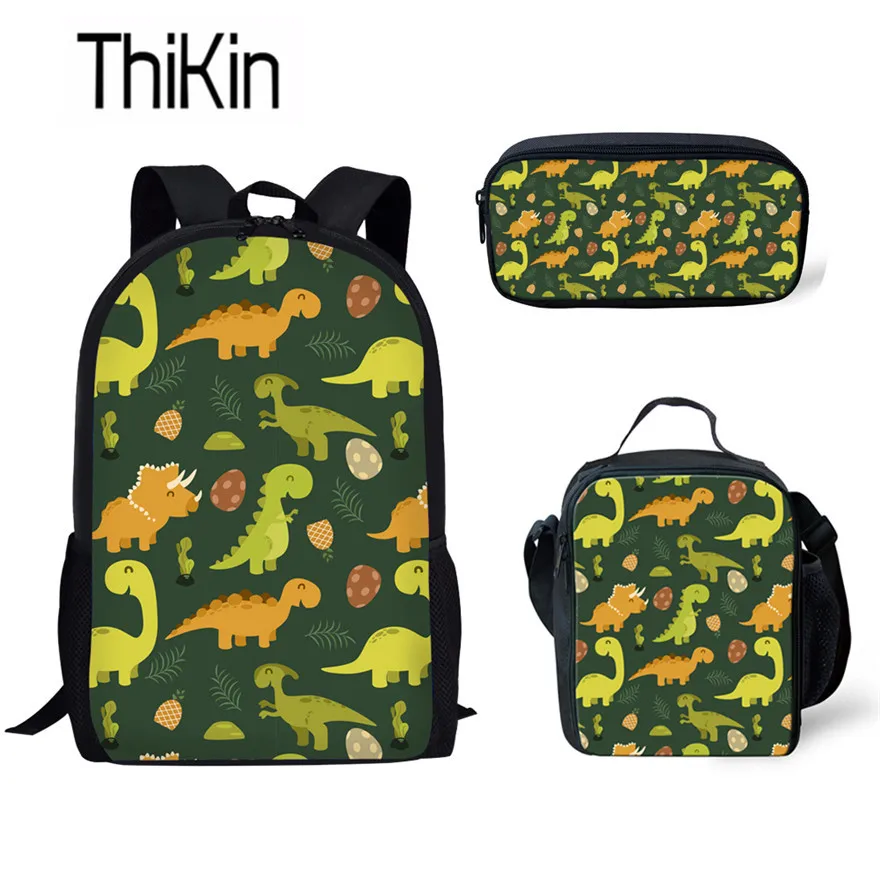 

THIKIN Kids School Bags for Boys 3pcs/set Dinosaur Schoolbag Children Primary School Backpack Students School Bag Dino Book Bags