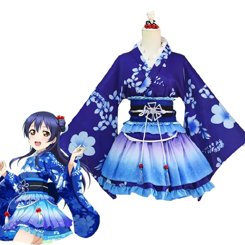 Кимоно из аниме Love Live Sonoda кимоно Уми костюмы для косплея Kousaka Honoka фиолетовый