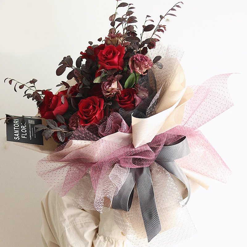

1Pc 50cm*5Y Korean Star Yarn Creative Flower-wrapped Yarn Mesh Rose Packaging Yarn Bundle Packaging Material Fine Screen Yarn