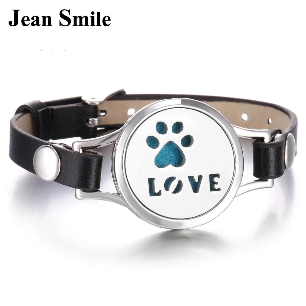 

High Quality Perfume Leather Bracelet Jewelry Stainless Steel Essential Oil Diffuser Locket Leather Bracelet Wristbands