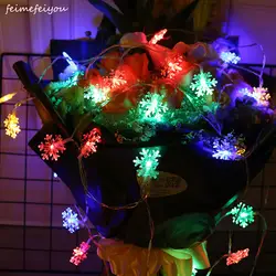 4/8/10 м 3XAA Батарея работает светодио дный snowflower огни на Рождество гирлянды вечерние Свадебные украшения Рождественские Flasher фея огни