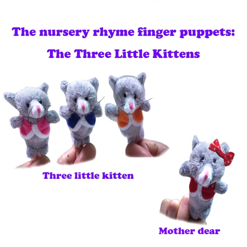 4Pcs Finger Doll Baby Plush Toy nursery rhyme finger puppet The Three